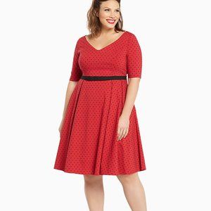 Retro Chic Polka Dot V-Neck Swing Dress - …